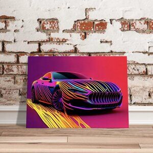 Maserati MC20 Neon Abstract with Stunning Color Home Decor Canvas Wall Art